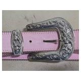 Pink western Belt with Crystal Accents