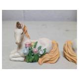 Unicorn Figurines with Floral Detail