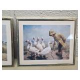Farm Scenes with Geese Print in gold Frame