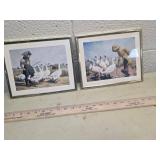 Farm Scenes with Geese Print in gold Frame