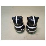 Black and White Cat Salt and Pepper Shakers with Fish