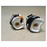 Black and White Cat Salt and Pepper Shakers with Fish