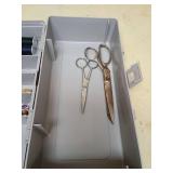 Folding Sewing Box with Scissors and Supplies