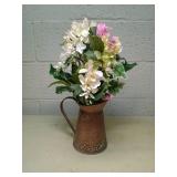 Decorative Metal Pitcher with Floral Pattern