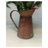 Decorative Metal Pitcher with Floral Pattern