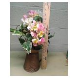 Decorative Metal Pitcher with Floral Pattern