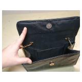 Black Crocodile Pattern Clutch with Gold Chain