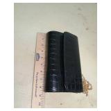 Black Crocodile Pattern Clutch with Gold Chain