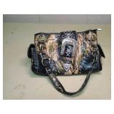 Rustic Couture Camo Print Handbag with Rhinestone Accents