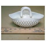 Fenton White Milk Glass Hobnail Basket