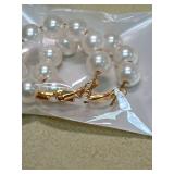 White Pearl Earrings with Gold Clasp