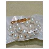 White Pearl Earrings with Gold Clasp