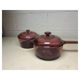 Pyrex Corning Vision Cranberry Glass Cookware Set