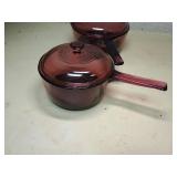 Pyrex Corning Vision Cranberry Glass Cookware Set