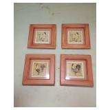 French Country Rooster Wall Art Set of 4