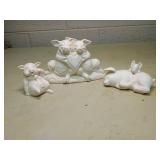 White Ceramic Pig Figurines