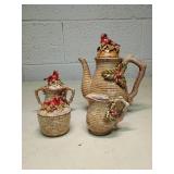 Red Cardinal Holly Tea Set