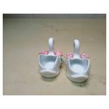 White Swan Figurines with Pink Roses