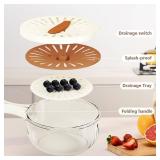 Upgrade Fruit Washer Strainer Bowl with Foldable Handle,Fruit Washing Bowl with Strainer,2 in 1 Vegetable Drain Basket,Multifunctional Fruit Colander Storage Container for Kitchen,Fridge,Picnic1