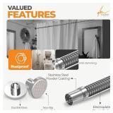 Silver Shower Curtain Rod Spring Tension, Stainless Steel Tension Curtain Rods No Drilling Required, Rust Free Shower Rods for Bathroom, Non-Slip Shower Tension Rod, Adjustable Curtain Rod (28  - 74 )