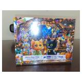 Halloween Puzzle for Adults 1000 Pieces, Cat and Witch Magic Shop Jigsaw Puzzle with Letters on Back with Pumpkin Candy Spooky Decor for Halloween Party, Family Night (27.5" x 19.7")