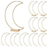 Luxshiny 10 Sets Metal Floral Hoop Centerpiece With Stand: 10 Inch Moon Shaped Macrame Hoop With Holder, Moon Rings Wreath Frames, Moon Centerpieces For Tables, Hoop Rings For Table Decor Home Wedding