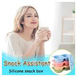 4 Pack Silicone Snack Containers with Lids Reusable & Foldable Silicone Double Compartment Leakproof Food Storage Box for Salad Dressing, Sauces, Travel, Picnic, Office