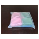 4 Pack Silicone Snack Containers with Lids Reusable & Foldable Silicone Double Compartment Leakproof Food Storage Box for Salad Dressing, Sauces, Travel, Picnic, Office