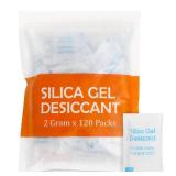 2 Gram 120 Packets Silica Gel Packs for Moisture Absorbing, Desiccant Dehumidifier Bags for Spices Jewelry Shoes Boxes Electronics Storage, Food Safe