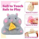 4 Pcs Hamster Taba Squeeze Toys, Cute Soft Big Squishy Hamsters Fidget Toy for Stress Relief Sensory Anxiety Parties Gifts Adults Kids Pinch Families