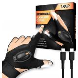 HANPURE Rechargeable LED Flashlight Gloves Stocking Stuffers for Adults Men Christmas Birthday Gift Idea for Dad Husband Him Boyfriend Car Guy Waterproof Lighted Gloves for Repairing Fishing Camping