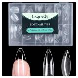 Lot Of Two Long Stiletto Nail Tips, 216pcs Acrylic Fake Nails Gel Nail Tips Soft, Full Cover Pre-Shaped Matte Clear Press on Nails for Extension, Diy at Home Manicure 12 Sizes