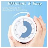 Visual Timer 60 Minute Countdown Timer for Littles w/Silent Mode, Time Management Tool No Ticking Visual Timer for Autistic ADHD People, Blue