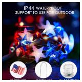 Minetom 4th of July Decorations 11 FT 30 LED Red White and Blue Lights Battery Operated, Patriotic Star String Lights with Remote & Timer for Independence Day Memorial Day Fourth of July