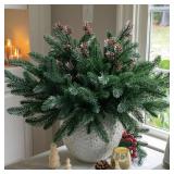 Ivydale 14Pcs Faux Pine Branches Norfolk Stem for Christmas Decoration, Artificial Greenery Plants Pine Needles with Pinecones for Table DIY Home Winter Indoor Vase Real Touch Christmas Decorations