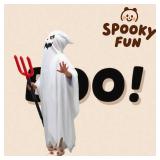 JBin Rich Adorable Toddler Ghost Costume Kids with Pitchfork Trident Candy Pouch,Durable Quality for Halloween Celebrations