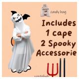 JBin Rich Adorable Toddler Ghost Costume Kids with Pitchfork Trident Candy Pouch,Durable Quality for Halloween Celebrations