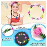Meland Princess Dress Up for Girls, Dress Up Clothes with Light Up Flower Crown, Halloween Costumes for Girls Toddlers 3-8 Size Small