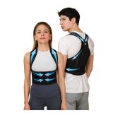 Back Brace Posture Corrector for Men & Women - Adjustable, Breathable, Improves Posture, Reduces Neck & Back Pain - Lightweight Unisex Design for Office and Home Use (Black, Medium)