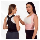 Back Brace Posture Corrector for Men & Women - Adjustable, Breathable, Improves Posture, Reduces Neck & Back Pain - Lightweight Unisex Design for Office and Home Use (Black, Medium)