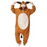 Adult Donkey Onesie Halloween Costume Cozy Animal Cosplay One-Piece Pajamas for Women and Men