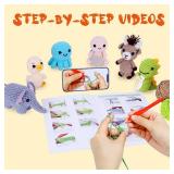 BOLDNOVA Beginners Crochet Kit Crochet Animal Kit for Beginners Kids, Adults, Craft Knitting Crocheting Kits with Step-by-Step Video Tutorials (Grey)