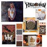 Halloween Transfer Sheets, 8 Sheets 4.5"x 12" Pumpkin Spider Skeleton Pre-Printed Sublimation Paper for Heat Press Mug, DIY T- Shirts,Coasters Blanks Orange Black