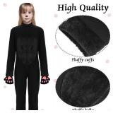 Ramede Halloween Black Cat Costume for 6-16 Years Girls Black Cat Costume with Gloves Headband Tail Stickers for Kids