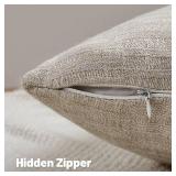 FUTEI Natural Decorative Throw Pillow Covers 18x18 Inch Set of 2,Soft Linen Slub Texture Cushion Case,Farmhouse Home Decor for Couch Bed Living Room