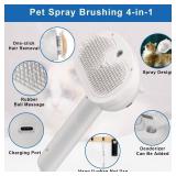Pet Steam Brush for Shedding, 4 In 1 Brush for Long & Short Haired Cat&Dog, Self-Cleaning Hair Remover with Water Tank And LED Blue Light, Release Button(grey)