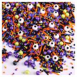 Lot of 3, Halloween Sprinkles for Cake Decorating 7ounce, Eyeball Sprinkles for Halloween Party, Sugar Pearl Sprinkles for Cupcake Toppers, Cookie, Ice Cream Decorations Celebrations. Purple pink and 