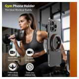 Magnetic Phone Holder for Gym, Strong Magnetic Phone Mount, 360  Rotation Cell Holder Compatible with Magsafe iPhone, Gym Essentials Accessories for Workouts