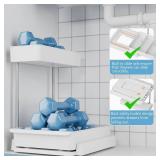 Under Sink Organizer and Storage, L-Shaped Bathroom Storage Cabinet with Basket, Multi-Purpose Sliding Cabinet Organizer for Kitchen Pantry Organization and Storage, White, 1 Pack
