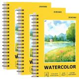 Watercolor Paper Pad, 5.5" x 8.5" Spiral Bound Art Sketch Book, Pack of 3 (90 Sheets),(140lb/300g) Artist Water Color Drawing Paper for Adults, Art Supplies, Mixed Media Markers Journal